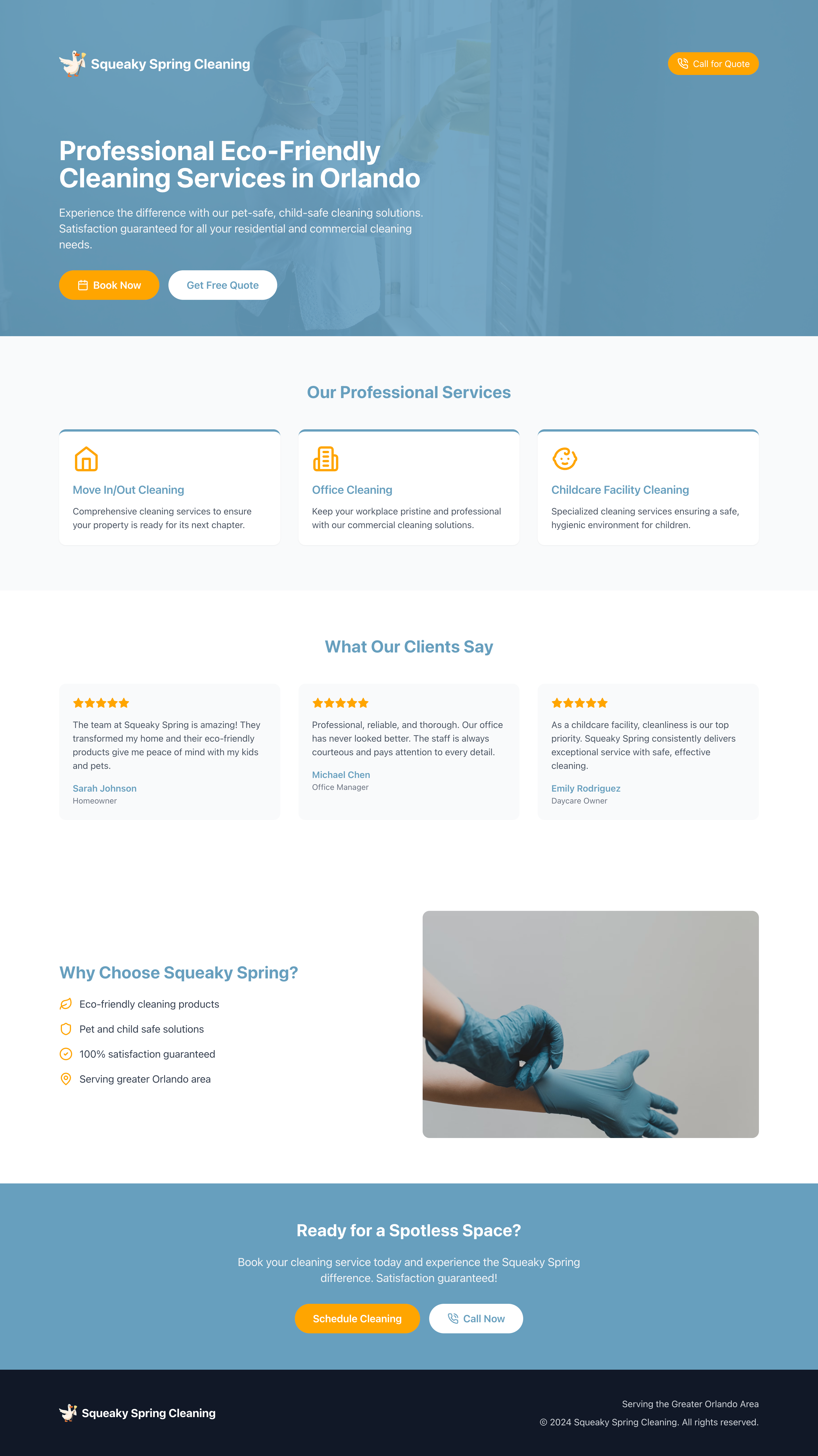 Squeaky Spring Cleaning Business Website